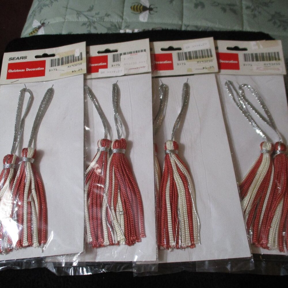 Lot of Eight Vintage Sears Christmas Tassel Ornament Decoration NIP